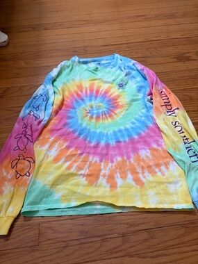 Simply Southern Rainbow Tie-Dye Spiral Long Sleeve Tee - Multicolor